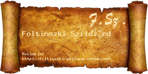 Foltinszki Szilárd névjegykártya